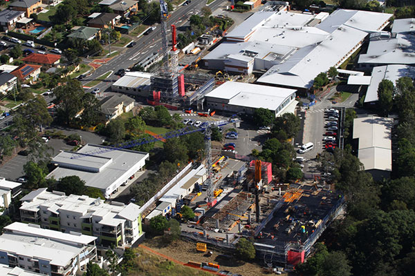 Aerial view of construction site